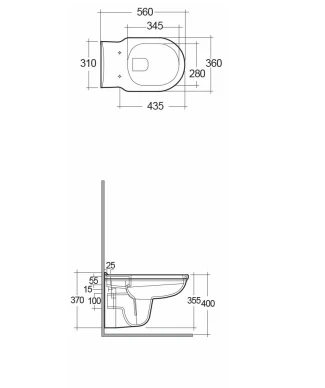Washington Wall Hung WC With Soft Close Seat Grey - RAK Ceramics 2 Washington Wall Hung WC With Soft Close Seat Grey - RAK Ceramics - Image 2