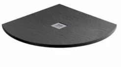MX Minerals 1000 X 1000mm Jet Black Slate Effect Quadrant Shower Tray