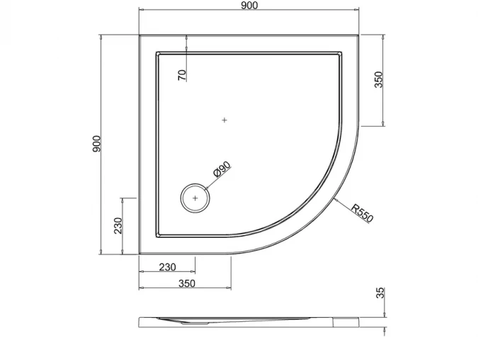Zamori Anti-Slip Quadrant Shower Tray - 900 X 900 - Z1193A 5 Zamori Anti-Slip Quadrant Shower Tray - 900 X 900 - Z1193A - Image 5
