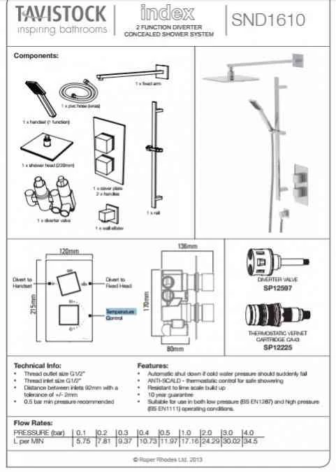 Tavistock Index Concealed Thermostatic Shower Valve - SND1610 2 Tavistock Index Concealed Thermostatic Shower Valve - SND1610 - Image 2