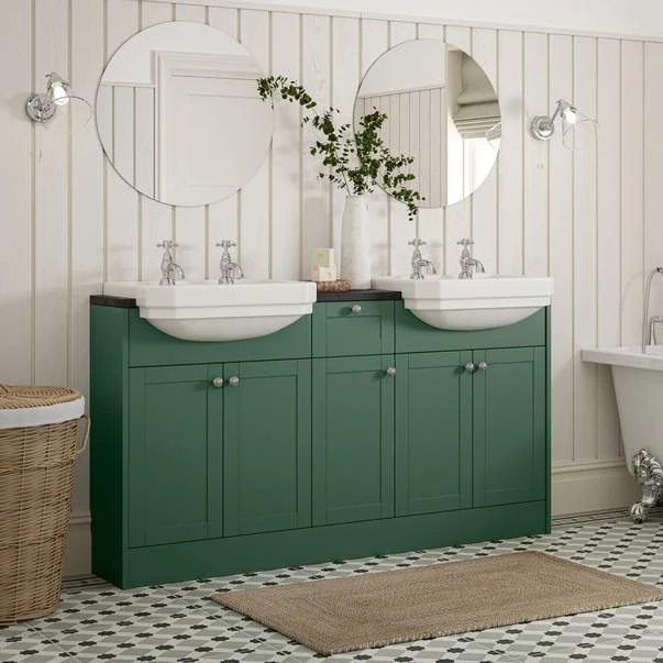 Bali 500mm 2 Door Basin Unit - Matt Sage Green 2 Bali 500mm 2 Door Basin Unit - Matt Sage Green - Image 2