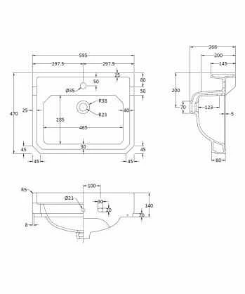 Bayswater Fitzroy 595mm 1 Tap Hole Basin & Full Pedestal 2 Bayswater Fitzroy 595mm 1 Tap Hole Basin & Full Pedestal - Image 2
