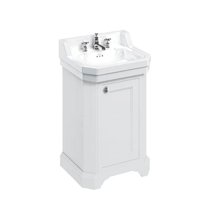 Burlington White 56cm Vanity Unit With One Door & Edwardian Basin 1 Burlington White 56cm Vanity Unit With One Door & Edwardian Basin