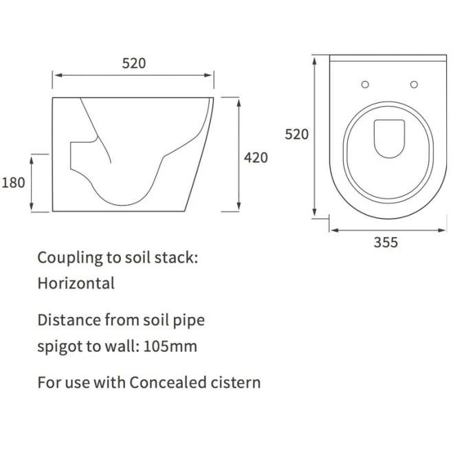Campbell Rimless Back To Wall Toilet & Soft Closed Seat 2 Campbell Rimless Back To Wall Toilet & Soft Closed Seat - Image 2
