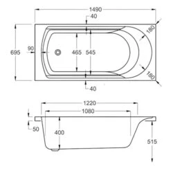 Carron Arc 1500 X 700 Single Ended Bath - 5mm -Lumibath Shop carron arc se 1500x 700 tech