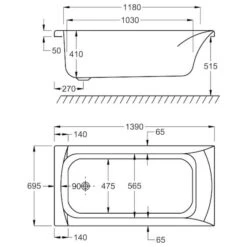Carron Delta 1400 X 700 Single Ended Bath - 5mm -Lumibath Shop carron delta se 1400x700 tech