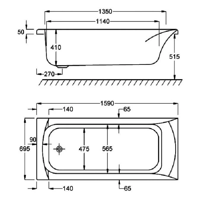 Carron Delta 1600 X 700 Single Ended Bath - 5mm 5 Carron Delta 1600 X 700 Single Ended Bath - 5mm - Image 5