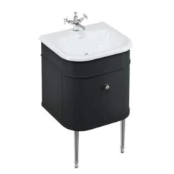 Burlington Chalfont Matt Black 550mm Single Drawer Traditional Vanity Unit & Basin -Lumibath Shop chalfont 550 black chrome legs