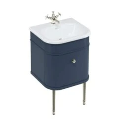 Burlington Chalfont Matt Blue 550mm Single Drawer Traditional Vanity Unit & Basin -Lumibath Shop chalfont 550 blue nickel legs