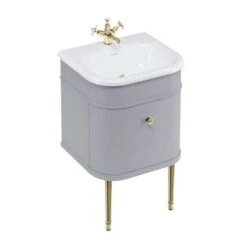 Burlington Chalfont Matt Grey 550mm Single Drawer Traditional Vanity Unit & Basin 10 Burlington Chalfont Matt Grey 550mm Single Drawer Traditional Vanity Unit & Basin -Lumibath Shop chalfont 550 grey gold legs