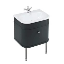 Burlington Chalfont Matt Black 650mm Single Drawer Traditional Vanity Unit & Basin -Lumibath Shop chalfont 650 black chrome legs