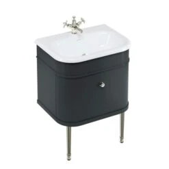 Burlington Chalfont Matt Black 650mm Single Drawer Traditional Vanity Unit & Basin -Lumibath Shop chalfont 650 black nickel legs