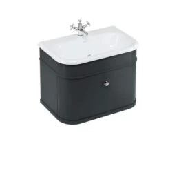 Burlington Chalfont Matt Black 750mm Single Drawer Traditional Vanity Unit & Basin
