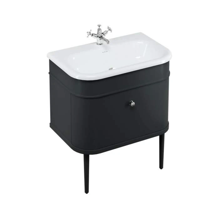 Burlington Chalfont Matt Black 750mm Single Drawer Traditional Vanity Unit & Basin 2 Burlington Chalfont Matt Black 750mm Single Drawer Traditional Vanity Unit & Basin - Image 2