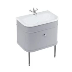 Burlington Chalfont Matt Grey 750mm Single Drawer Traditional Vanity Unit & Basin -Lumibath Shop chalfont 750 grey chrome legs