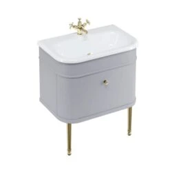 Burlington Chalfont Matt Grey 750mm Single Drawer Traditional Vanity Unit & Basin -Lumibath Shop chalfont 750 grey gold legs