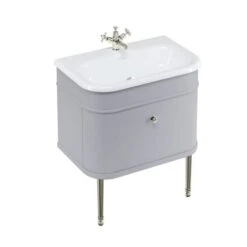 Burlington Chalfont Matt Grey 750mm Single Drawer Traditional Vanity Unit & Basin -Lumibath Shop chalfont 750 grey nickel legs
