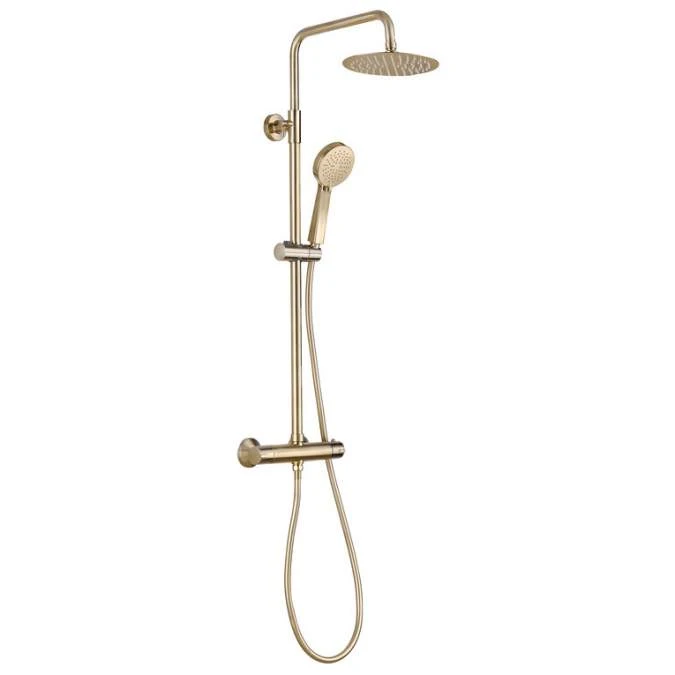 Supreme Brushed Brass Dual Head Bar Mixer Shower Rigid Riser 1 Supreme Brushed Brass Dual Head Bar Mixer Shower Rigid Riser