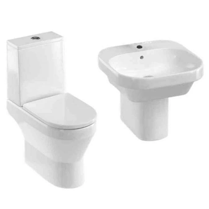 Britton Curve 2 4 Piece Rimless Toilet & Basin Set 1 Britton Curve 2 4 Piece Rimless Toilet & Basin Set