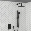 Black Dual Concealed Shower Kit Including Valves, Hand Set, Fixed Head & Arm - The White Space