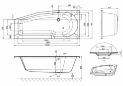 ClearGreen EcoCurve 1700 X 750mm Space Saving Shower Reinforced Bath -Lumibath Shop drawings BS1695LR15N