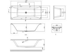 ClearGreen Enviro 1700 X 750mm Double Ended Square Reinforced Bath -Lumibath Shop drawings BSA1771HR2