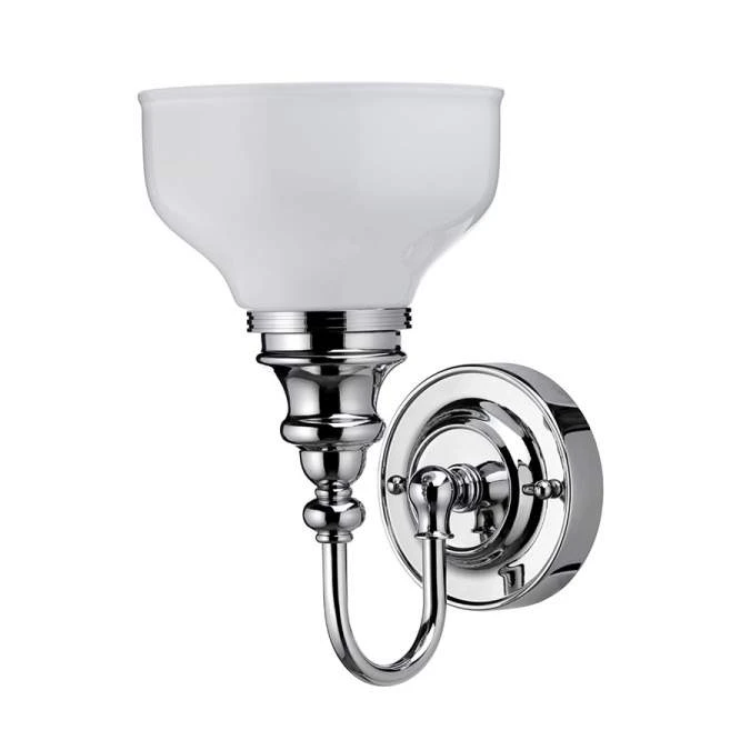 Burlington LED Bathroom Ornate Wall Light With Chrome Base & Opal Glass Shade - ELBL21 1 Burlington LED Bathroom Ornate Wall Light With Chrome Base & Opal Glass Shade - ELBL21