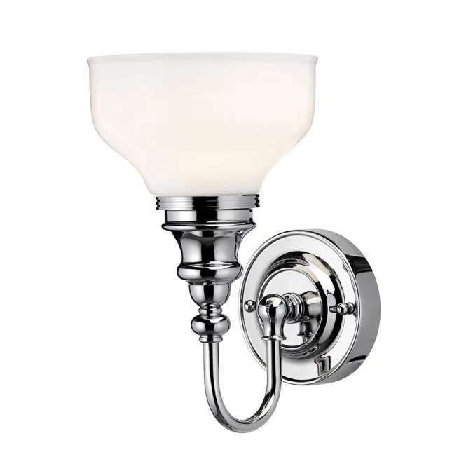 Burlington LED Bathroom Ornate Wall Light With Chrome Base & Opal Glass Shade - ELBL21 2 Burlington LED Bathroom Ornate Wall Light With Chrome Base & Opal Glass Shade - ELBL21 - Image 2