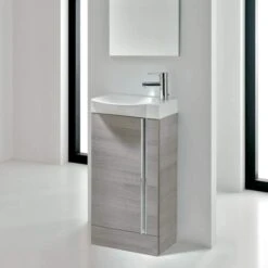 Royo Elegance 455mm Floorstanding Cloakroom Unit Inc Mirror Sandy Grey