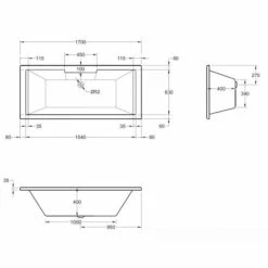 Legend 1700 X 750 Square Double-Ended Bath, Tungstenite Reinforced -Lumibath Shop fb 209 legend de 1700