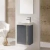 Royo Elegance 455mm Wall Hung Cloakroom Unit With Mirror In Gloss Grey