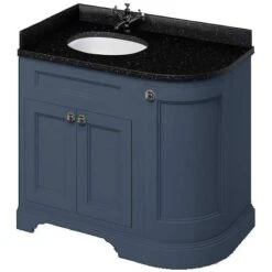 Burlington Blue Curved 3 Door Vanity Unit - Minerva Worktop - 100cm Left Hand -Lumibath Shop fc2b bb98r