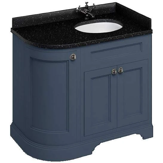 Burlington Blue 3 Door Curved Vanity Unit - Minerva Worktop - 100cm Right Hand 3 Burlington Blue 3 Door Curved Vanity Unit - Minerva Worktop - 100cm Right Hand - Image 3