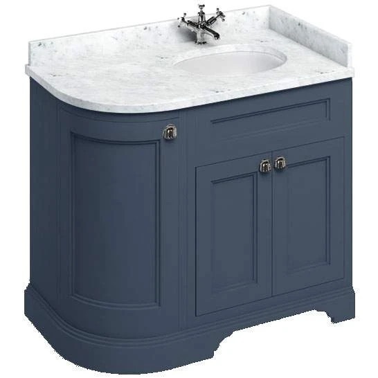 Burlington Blue 3 Door Curved Vanity Unit - Minerva Worktop - 100cm Right Hand 2 Burlington Blue 3 Door Curved Vanity Unit - Minerva Worktop - 100cm Right Hand - Image 2