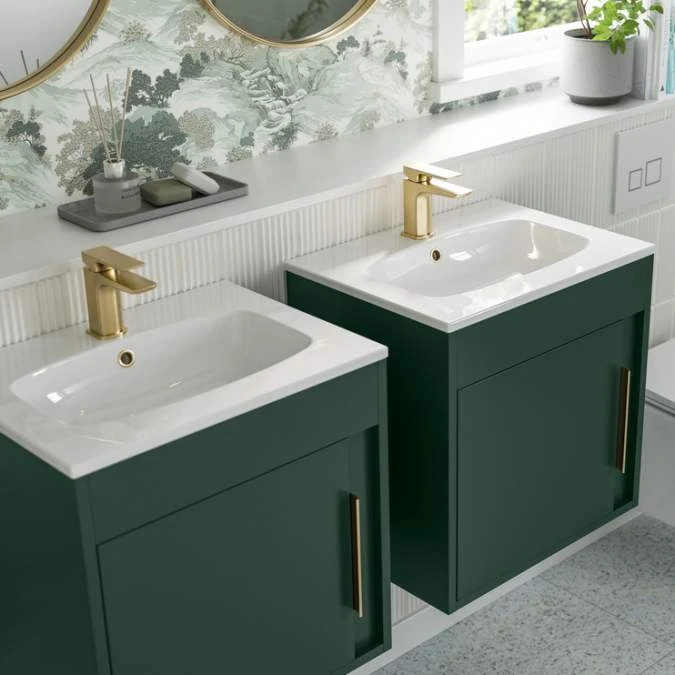 Forest 510mm Wall Hung Unit Inc. Basin - Matt Conifer Green 3 Forest 510mm Wall Hung Unit Inc. Basin - Matt Conifer Green - Image 3