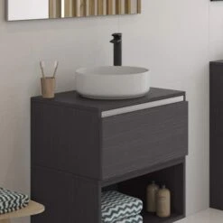 Gressingham 355mm Ceramic Round Washbowl & Waste - Matt White -Lumibath Shop gressingham 355mm washbowl white lifestyle 2jpg