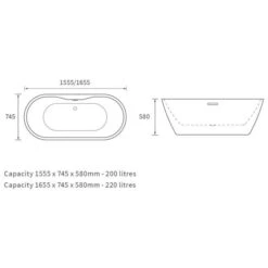 Havanna 1655mm Freestanding Black Double Ended Bath -Lumibath Shop havana freestanding tech 1