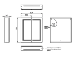 HIB Edge 60 Illuminated Bathroom LED Cabinet - 600mm -Lumibath Shop hib edge tech