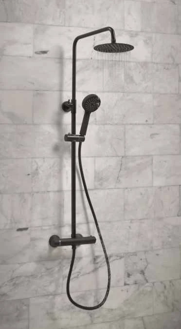 Kate Matt Black Round Dual Head Shower 2 Kate Matt Black Round Dual Head Shower - Image 2