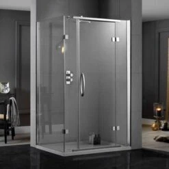 Aquadart Inline 1200 X 800mm 2 Sided Hinge Door Shower Enclosure With Side Panel