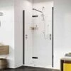 Roman Innov8 Matt Black Hinged Door With In-Line Panel 1200mm For Alcove Fitting