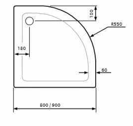 Lakes Low Profile Quadrant Shower Tray - 800 X 800mm 3 Lakes Low Profile Quadrant Shower Tray - 800 X 800mm - Image 3