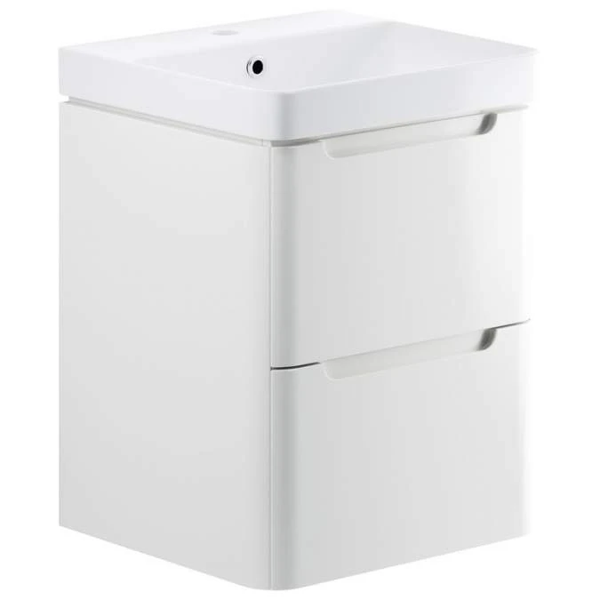Laplane 500mm 2 Drawer Wall Hung Cloakroom Basin Unit - White Gloss 1 Laplane 500mm 2 Drawer Wall Hung Cloakroom Basin Unit - White Gloss