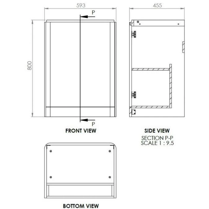 Laplane 600mm 2 Door Floor Standing Basin Vanity Unit - Matt Sage Green 3 Laplane 600mm 2 Door Floor Standing Basin Vanity Unit - Matt Sage Green - Image 3