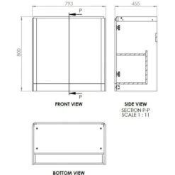 Laplane 800mm 2 Door Floor Standing Basin Vanity Unit - Matt Grey -Lumibath Shop laplane 800 floor technical 2
