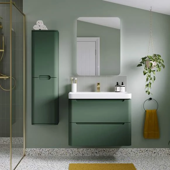 Laplane 600mm 2 Door Floor Standing Basin Vanity Unit - Matt Sage Green 2 Laplane 600mm 2 Door Floor Standing Basin Vanity Unit - Matt Sage Green - Image 2