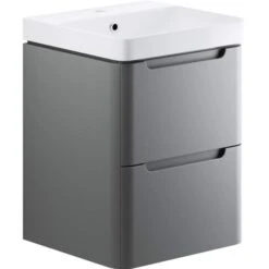 Laplane 500mm 2 Drawer Wall Hung Cloakroom Basin Unit - Matt Grey