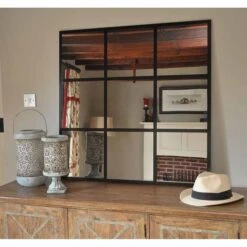 Roman Square Black Grid Mirror - MIR01 - Non Illuminated Bathroom Mirror -Lumibath Shop large square black grid mirror 789