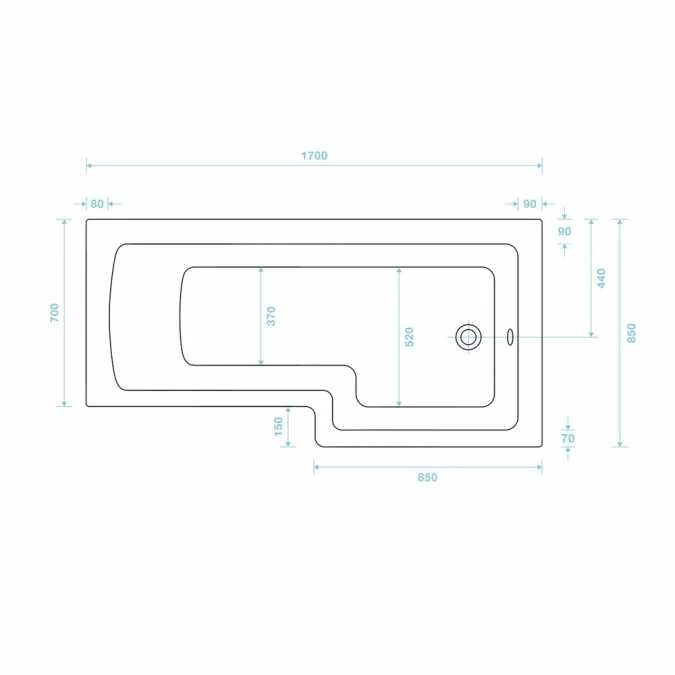 Tissino Lorenzo Reinforced Shower Bath LH - 1700 X 700mm 5 Tissino Lorenzo Reinforced Shower Bath LH - 1700 X 700mm - Image 5