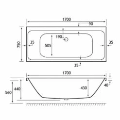 Beaufort Malin 1700 X 750 Double Ended Bath -Lumibath Shop malin de 1700x750 tech